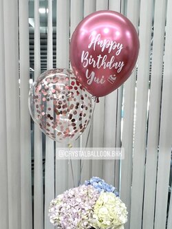 กล่องดอกไม้สด วันเกิด ดอกไฮเดรนเยีย 3 ดอก น่ารัก น่ารัก หลากสี พร้อม ลูกโป่ง 2 ลูก,สามารถใส่รูปได้ 1 รูป พร้อมตกแต่ง สามารถเปลี่ยนสีลูกโป่ง/เปลี่ยนข้อความ/เปลี่ยนสี-ดอกไม้ได้