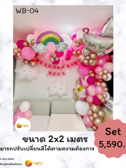 ลูกโป่ง Welcome Baby Organic Backdrop พร้อมตกแต่ง สามารถเปลี่ยนสีลูกโป่งได้