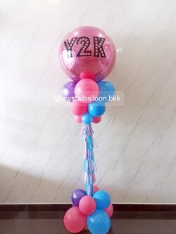 เสาลูกโป่ง เปิดงาน Bubble ขนาด 36" กลิตเตอร์สีชมพู 1 เสา พร้อมตกแต่ง สามารถเปลี่ยนสีลูกโป่ง/เปลี่ยนข้อความได้