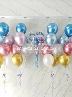 ลูกโป่ง วันเกิด Bubble ขนาด 24" 1 ลูก พร้อม ลูกโป่ง 6" ด้านใน 6 ลูก,ช่อลูกโป่ง ช่อ 7 ลูก 4 ช่อ สีโครเมี่ยมคัลเลอร์ฟูล/ลูกโป่งใส ใส่กลิตเตอร์ พร้อมตกแต่ง สามารถเปลี่ยนสีลูกโป่ง/เปลี่ยนข้อความ/เปลี่ยนขนาดได้