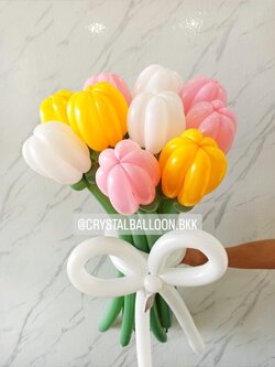 สั่ง Flower Balloon Tulip Medium Bouquet ช่อ 10 ดอก พร้อมตกแต่ง สามารถเปลี่ยนสีได้
