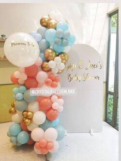 Organic Backdrop ฉาก U คว่ำ (ฉากสีขาว) ขนาดกว้าง 1 เมตร สูง 180 ซม. พร้อมตกแต่ง สามารถเปลี่ยนสีลูกโป่ง/เปลี่ยนข้อความ/เปลี่ยนสี-ฉากได้