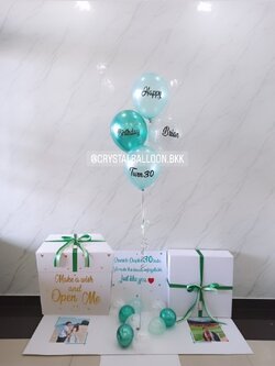 Happy Birthday กล่องเซอร์ไพรส์วันเกิด พร้อม ลูกโป่ง 4 ลูก พร้อมตกเเต่ง สามารถใส่รูปได้ 2 ใบ สามารถเปลี่ยนสีลูกโป่ง/เปลี่ยนสีข้อความได้