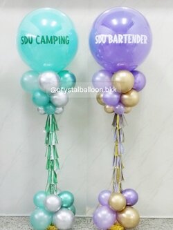 เสาลูกโป่ง เปิดงาน ลูกโป่งยาง ขนาด 36" สีเทอคอยน์ 1 เสา , ลูกโป่งยาง ขนาด 36" สีม่วงทึบ 1 เสา พร้อมตกแต่ง สามารถเปลี่ยนสีลูกโป่ง/เปลี่ยนข้อความได้