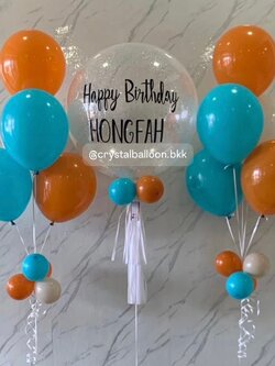 ลูกโป่ง วันเกิด Bubble ขนาด 24" กลิตเตอร์สีเงิน 1 ลูก พร้อม ช่อลูกโป่ง ช่อ 5 ลูก 2 ช่อ พร้อมตกแต่ง สามารถเปลี่ยนสีลูกโป่ง/เปลี่ยนข้อความ/เปลี่ยนขนาดได้