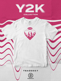 เสื้อยืด พิมพ์ลาย Heart Fier Y2K Collection สีขาว รหัส TSA00337 #เสื้อ #เสื้อยืด
