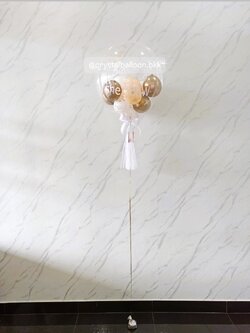 ลูกโป่ง Bubble USA ขนาด 24" พร้อม ลูกโป่ง 6" 6 ลูก พร้อมตกแต่ง สามารถเปลี่ยนสีลูกโป่ง/เปลี่ยนข้อความได้