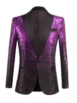 Pre-order เสื้อสูทชาย สูทแฟชั่น สูทกลิตเตอร์ไล่สี สีม่วงดำ