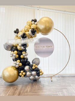 Organic Backdrop เปิดร้าน โครงกลม ขนาด 2x2 เมตร พร้อม ป้ายวงกลม ขนาด 80 ซม. 1 ชิ้น พร้อมตกแต่ง สามารถเปลี่ยนสีลูกโป่ง/เปลี่ยนข้อความได้