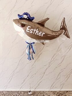 ลูกโป่ง วันเกิดเด็ก ฟอยล์ปลาฉลาม ใหญ่ 1 ชิ้น พร้อมตกแต่ง สามารถเปลี่ยนฟอยล์ตกแต่งได้