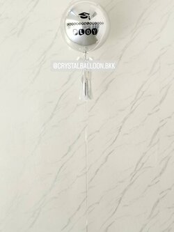 ลูกโป่ง รับปริญญา ฟอยล์กลม USA สีเงิน ขนาด 18" พร้อมตกแต่ง สามารถเปลี่ยนสีลูกโป่ง/เปลี่ยนข้อความ/เปลี่ยนขนาดได้