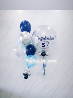 ลูกโป่ง เปิดงาน Bubble ขนาด 24" สีเงิน พร้อมตกแต่ง ช่อลูกโป่ง 6 ลูก 1 ช่อ สามารถเปลี่ยนสีลูกโป่ง/เปลี่ยนข้อความ/เปลี่ยนขนาดได้