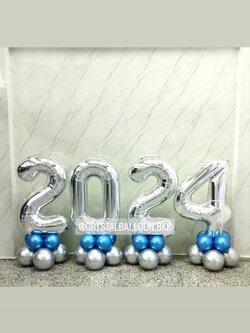 ลูกโป่ง New Year ฟอยล์ตัวเลข ขนาด 40" ตั้งฐาน 4 ชิ้น พร้อมตกแต่ง สามารถเปลี่ยนสีลูกโป่ง/เปลี่ยนสี-ฟอยล์ตัวเลขได้