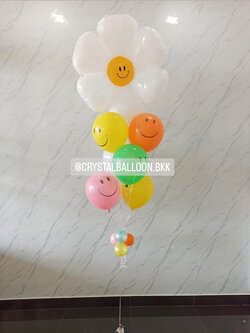 ลูกโป่ง วันเกิดเด็ก ช่อลูกโป่งฟอยล์ดอกเดซี่ ช่อ 7 ลูก 1 ช่อ พร้อมตกแต่ง สามารถเปลี่ยนสีลูกโป่ง/เปลี่ยนข้อความ/เปลี่ยนฟอยล์ตกแต่งได้