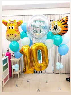 ลูกโป่ง วันเกิดเด็ก Bubble ขนาด 24" พร้อมตกแต่ง ช่อลูกโป่ง 5 ลูก 2 ช่อ,ฟอยล์ยีราฟ 1 ช่อ,ฟอยล์เสีอ 1 ช่อ,ฟอยล์ตัวเลข ขนาด 40" 2 ชิ้น สามารถเปลี่ยนสีลูกโป่ง/เปลี่ยนข้อความ/เปลี่ยนฟอยล์ตกแต่ง/เปลี่ยนสี-ฟอยล์ตัวเลข/เปลี่ยนขนาดได้