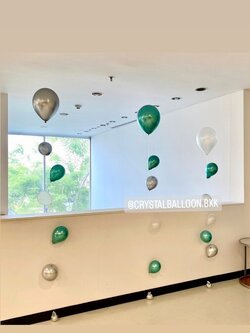 ลูกโป่งเปิดงาน ลูกโป่งฟองอากาศ ประดับภายในงาน Theme สีเขียวโครเมี่ยม 3 เส้น พร้อมตกแต่ง สามารถเปลี่ยนสีลูกโป่งได้