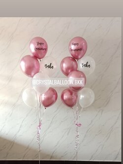 ลูกโป่ง Anniversary ช่อลูกโป่ง ช่อ 7 ลูก 2 ช่อ ธีมชมพู-ขาว พร้อมตกแต่ง สามารถเปลี่ยนสีลูกโป่ง/เปลี่ยนข้อความได้