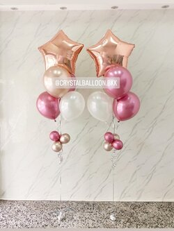 ลูกโป่ง แสดงความยินดี ช่อลูกโป่งฟอยล์ดาว ขนาด 24" ช่อ 5 ลูก 2 ช่อ พร้อมตกแต่ง สามารถเปลี่ยนสีลูกโป่ง/เปลี่ยนสี-ฟอยล์ตกแต่งได้