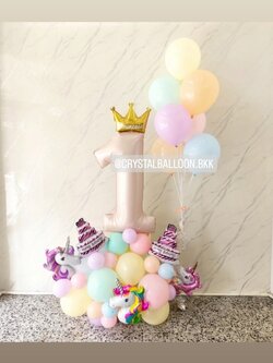 ลูกโป่ง วันเกิดเด็ก ฟอยล์ตัวเลข ขนาด 40" ตั้งฐาน 1 ชิ้น สีชมพูอ่อน พร้อม ช่อลูกโป่ง ช่อ 7 ลูก 1 ช่อ สีพาสเทล พร้อมตกแต่ง สามารถเปลี่ยนสีลูกโป่ง/เปลี่ยนสี-ฟอยล์ตัวเลข/เปลี่ยนฟอยล์ตกแต่งได้