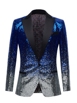 Pre-order เสื้อสูทชาย สูทแฟชั่น สูทกลิตเตอร์ไล่สี สีน้ำเงิน