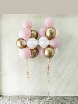 ลูกโป่ง งานแต่ง ช่อลูกโป่ง ช่อ 10 ลูก 2 ช่อ Theme สี Dusk White-คามีเลียโครเมี่ยม พร้อมตกแต่ง สามารถเปลี่ยนสีลูกโป่งได้