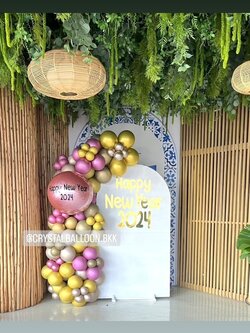 Organic Backdrop New Year ฉาก U คว่ำ กว้าง 1 เมตร สูง 180 ซม. (ฉากสีขาว) พร้อมตกแต่ง สามารถเปลี่ยนสีลูกโป่ง/เปลี่ยนข้อความ/เปลี่ยนสี-ฉากได้
