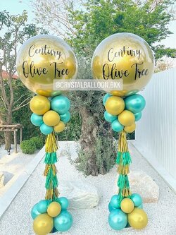 เสาลูกโป่ง เปิดร้าน ลูกโป่งยาง ขนาด 36" สีทอง 2 เสา พร้อมตกแต่ง สามารถเปลี่ยนสีลูกโป่ง/เปลี่ยนข้อความได้