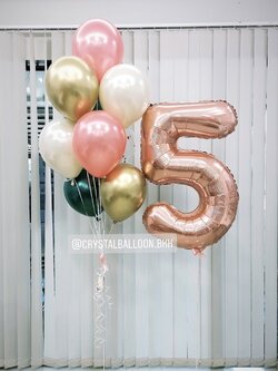 ลูกโป่ง วันเกิดเด็ก ช่อลูกโป่งโครเมี่ยม 9 ลูก 1 ช่อ พร้อมตกแต่ง ฟอยล์ตัวเลข ขนาด 40" 1 ชิ้น สามารถเปลี่ยนสีลูกโป่ง/เปลี่ยนสี-ฟอยล์ตัวเลขได้