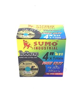 ใบตัดหินเจียร4" x 1mm.(บาง) SUMO(สำหรับงานที่ต้องการรอยตัดคมและตัดได้รวดเร็ว)ราคา/กล่อง