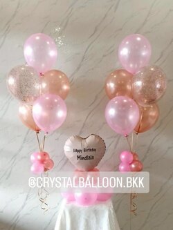 ลูกโป่ง วันเกิด ฟอยล์หัวใจ ขนาด 18" ตั้งฐาน 1 ชิ้น พร้อม ลูกโป่งช่อ 5 ลูก 2 ช่อ พร้อมตกแต่ง สามารถเปลี่ยนสีลูกโป่ง/เปลี่ยนข้อความ/เปลี่ยนสี-ฟอยล์ตกแต่งได้