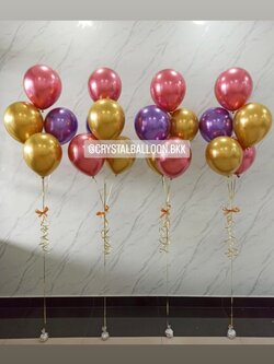 ลูกโป่ง แสดงความยินดี ช่อลูกโป่ง ช่อ 5 ลูก 4 ช่อ สีโครเมี่ยม คัลเลอร์ฟูล พร้อมตกแต่ง สามารถเปลี่ยนสีลูกโป่งได้