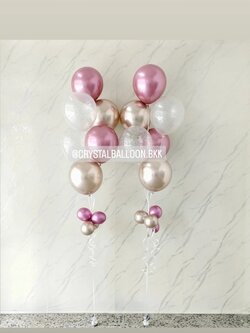 ลูกโป่ง วันเกิดเด็ก ช่อลูกโป่งสีโครเมี่ยม ช่อ 6 ลูก 2 ช่อ พร้อมตกแต่ง สามารถเปลี่ยนสีลูกโป่งได้