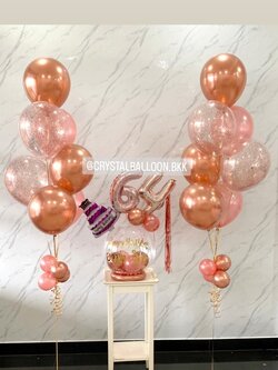 ลูกโป่ง วันเกิด Bubble ขนาด 18" พร้อม ฟอยล์ตัวเลข ขนาด 16" 2 ชิ้น พร้อม ช่อลูกโป่ง ช่อ 7 ลูก 2 ช่อ พร้อมตกเเต่ง สามารถเปลี่ยนสีลูกโป่ง/เปลี่ยนข้อความ/เปลี่ยนสี-ฟอยล์ตัวเลขได้