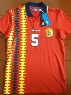 เสื้อฟุตบอล ทีมชาติสเปน ชุดเหย้า เรโทร ชุดลุยศึกฟุตบอลโลก 1994 ใหม่ M-Size / SPAIN Football Shirt Retro Home Kit World Cup 1994 Jersey NEW M-Size