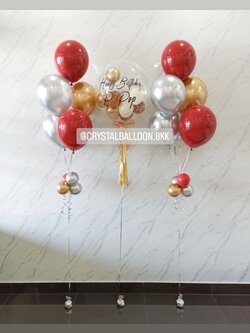 ลูกโป่ง วันเกิด Bubble USA 24" พร้อม ช่อลูกโป่ง ช่อ 5 ลูก 2 ช่อ พร้อมตกแต่ง สามารถเปลี่ยนสีลูกโป่ง/เปลี่ยนข้อความได้