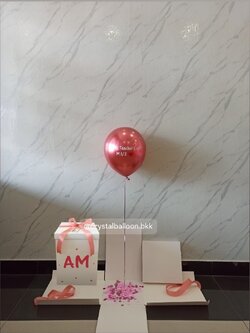 Surprised Box กล่องเซอร์ไพรส์ พร้อม ลูกโป่ง 1 ลูก พร้อมตกเเต่ง สามารถเปลี่ยนสีลูกโป่ง/เปลี่ยนสีข้อความได้