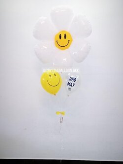 ลูกโป่ง วันเกิดเด็ก ช่อฟอยล์ดอกเดซี่ พร้อม ลูกโป่ง 2 ลูก สามารถเปลี่ยนสีลูกโป่ง/เปลี่ยนข้อความ/เปลี่ยนฟอยล์ตกแต่งได้