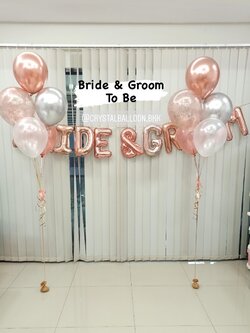 ลูกโป่ง Bride & Groom To Be ช่อลูกโป่ง 5 ลูก 2 ช่อ พร้อม ฟอยล์ตัวอักษร 11 ตัวอักษร พร้อมตกแต่ง สามารถเปลี่ยนสีลูกโป่ง/เปลี่ยนสี-ฟอยล์ตัวอักษรได้