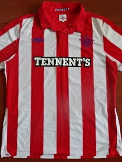 เสื้อฟุตบอล ทีมสโมสรเรนเจอร์ส ชุดเยือน 2010/11 M-Size / RANGERS Football Shirt Away Kit 2010/11 Jersey M-Size