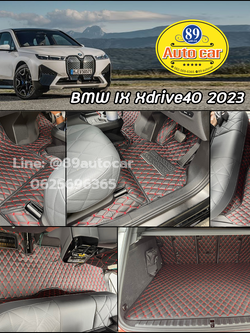 พรมรถยนต์ BMW IX Xdrive40 (บีเอ็มดับเบิลยู ไอเอ็กซ์) ปูพรมVVIP ด้ายคู่ สีดำด้ายแดง เต็มคัน