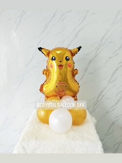 ลูกโป่ง วันเกิดเด็ก ฟอยล์ปิกาจู ตั้งฐาน 1 ชิ้น พร้อมตกแต่ง สามารถเปลี่ยนสีลูกโป่ง/เปลี่ยนฟอยล์ตกแต่งได้