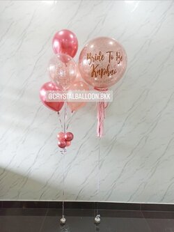 ลูกโป่ง Bride To Be Bubble ขนาด 24" กลิตเตอร์สีโรสโกล พร้อม ช่อลูกโป่ง ช่อ 5 ลูก 1 ช่อ พร้อมตกแต่ง สามารถเปลี่ยนสีลูกโป่ง/เปลี่ยนข้อความ/เปลี่ยนขนาดได้