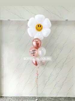 ลูกโป่ง วันเกิด ช่อลูกโป่งฟอยล์ดอกเดซี่ ช่อ 7 ลูก 1 ช่อ พร้อมตกแต่ง สามารถเปลี่ยนสีลูกโป่ง/เปลี่ยนข้อความ/เปลี่ยนฟอยล์ตกแต่งได้