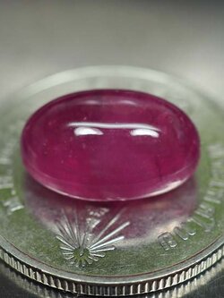 ทับทิมสีแดงชมพูสวยมีเหลือบ 6.60 กะรัตหลังเบี้ย (1236)