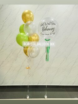 ลูกโป่ง เยี่ยมไข้ Bubble ขนาด 24" กลิตเตอร์เงิน พร้อมตกแต่ง ช่อลูกโป่ง ช่อ 7 ลูก 1 ช่อ,ลูกโป่งใส ใส่กลิตเตอร์ สามารถเปลี่ยนสีลูกโป่ง/เปลี่ยนข้อความ/เปลี่ยนขนาดได้