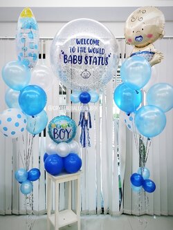 ลูกโป่ง Welcome Baby Boy Bubble ขนาด 36" สีฟ้า ยอดนิยม พร้อมตกแต่ง ฟอยล์เด็กทารก 1 ชิ้น,ฟอยล์ขวดนม 1 ชิ้น,ฟอยล์กลมตั้งฐาน 1 ตัว สามารถเปลี่ยนสีลูกโป่ง/เปลี่ยนสี-ฟอยล์ตกแต่ง/เปลี่ยนข้อความได้