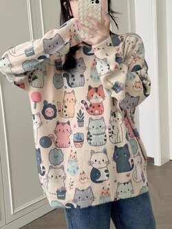 เสื้อไหมพรมนุ่มลายแมว