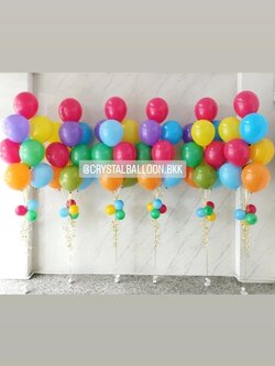 ลูกโป่ง อำลา ช่อลูกโป่ง ช่อ 10 ลูก 6 ช่อ หลากสี พร้อมตกแต่ง สามารถเปลี่ยนสีลูกโป่งได้