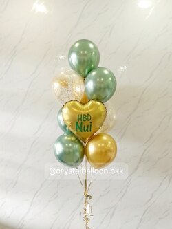 ลูกโป่งวันเกิด ลูกโป่งช่อ 9 ลูก 1 ช่อ พร้อมฟอยล์หัวใจ 18" 1ลูก พร้อมตกเเต่ง สามารถเปลี่ยนสีลูกโป่ง/ข้อความสามารถเปลี่ยนได้