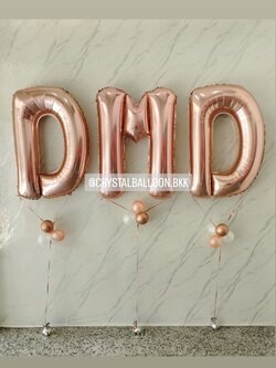 ลูกโป่ง งานแต่ง ฟอยล์ตัวอักษร ขนาด 40" 3 ตัวอักษร สีโรสโกล พร้อมตกแต่ง สามารถเปลี่ยนสีลูกโป่ง/เปลี่ยนสี-ฟอยล์ตัวอักษรได้